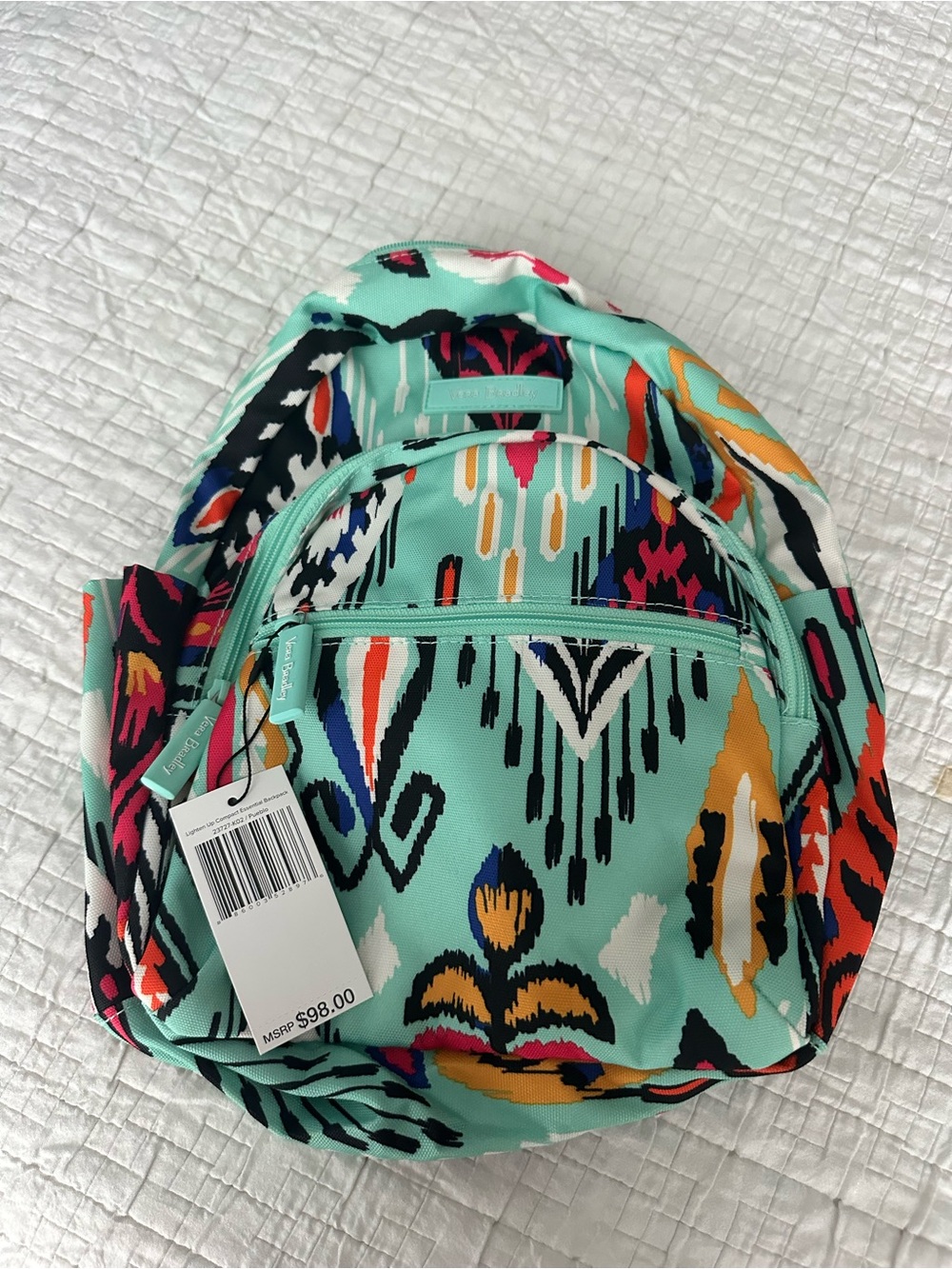 Vera Bradley Mint Multi Ikat Print Mini Backpack